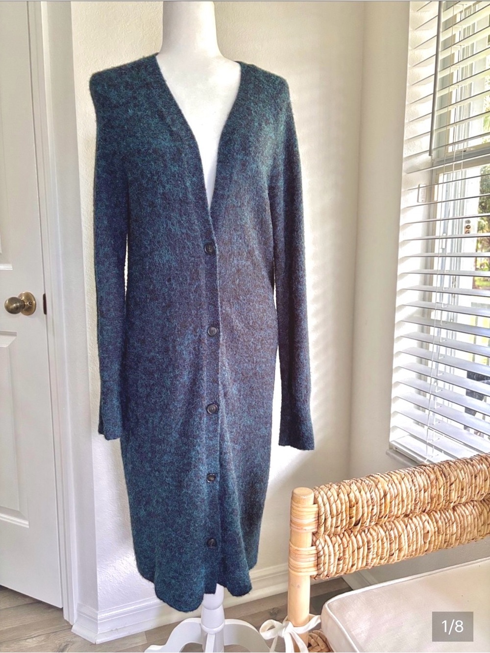 Ann Taylor Dark Teal Long Knit Button-Down Cardigan